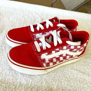 Vans Ward Red Checkerboard Sneakers Size 2